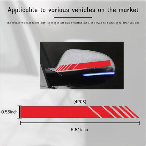 4PCS Car Rear View Mirror Stickers, Waterproof Auto Side Rearview Mirrors Decal Stripes, Universal Anti-Collision Striped Automotive Warning Strip...