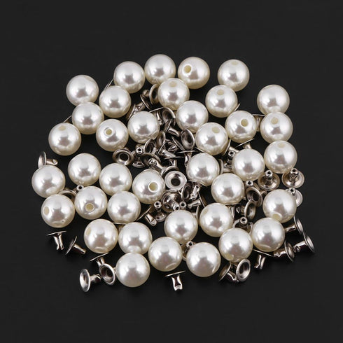 Walfront Beads for Fabric Decoration Mixed Pearls Round Rivets Studs Buttons Embellishments Pearls for Leathercrafts Bag Shoes Clothes Bracelet (W...