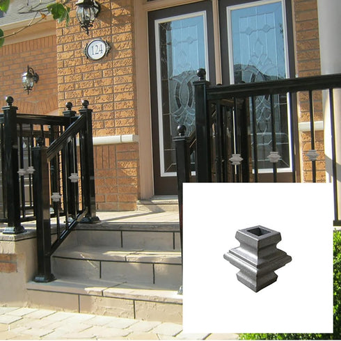 5Pcs Railing Decoration, Fits 5/8'' Cast Iron Split Knuckle Fence for Yard Garden Gate Lawn Fencing,Square Stair Iron Fence Decoration Accessories...