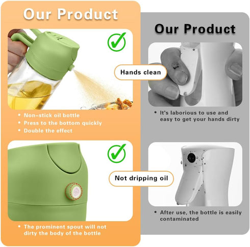 MGahyi 2 in 1 Glass Oil Sprayer & Dispenser, 2024 New 2-in-1 Glass Oil Sprayer and Dispenser for Kitchen Cooking, Glass Oil Dispenser Spray Bottle...