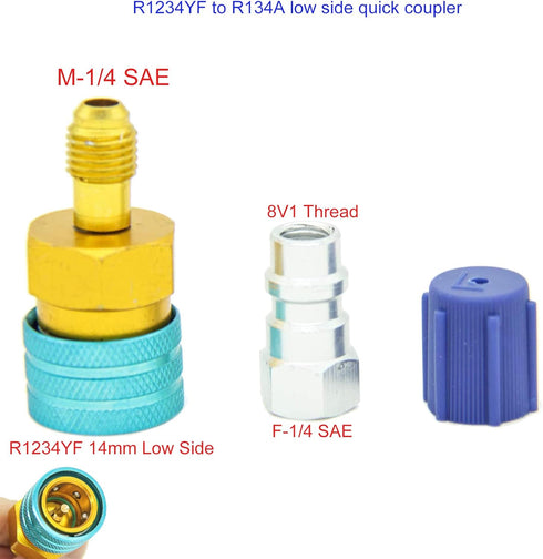 R1234YF To R134A Low Side Quick Coupler Adapter, R134a Adapter Car Air-conditioning Fitting Connector Refrigerant Can Compatible Valve Tool, R134a...
