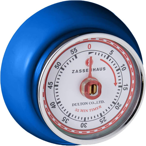 Zassenhaus Magnetic Retro Kitchen Timer, Classic Mechanical Cooking Timer (Royal Blue)...