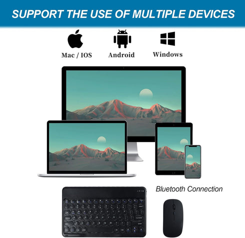 Bluetooth Keyboard and Mouse Combo,Rechargeable keyboard mouse combo,Ultra-Slim Portable Compact Wireless Mouse Keyboard Set for iPad/iPad Pro/iPa...