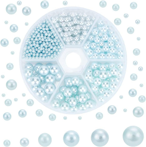 PH PandaHall 1113pcs Vase Filler Faux Pearls 6 Sizes No Holes Undrilled Imitated Pearl Beads Blue Makeup Filler Loose Beads for Christmas Wedding ...