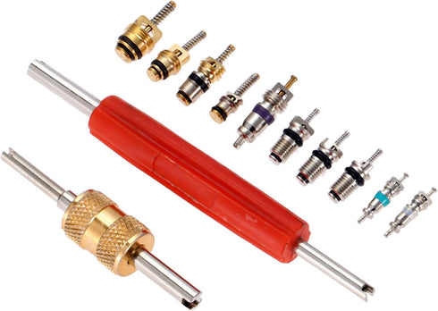 Mtsooning 102PCS Air Conditioning Valve Core Accessories Kit, AC R12 R134A Refrigeration Tire Valve Stem Cores & Removal Installer Tool, R134A Val...