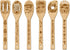 GLOBLELAND 6Pcs Mushroom Bamboo Cooking Utensils Wooden Engraved Cooking Spoons Set Carving Kitchen Bamboo Spatula Set Wood Cooking Spoon for Kitc...
