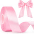 1-1/2 Inch Wide Pink Satin Ribbon, 50 Yards Solid Polyester Fabric Ribbon for Roses Making, Gift Wrapping, Wedding Decorations, Crafts, Bows, Flow...