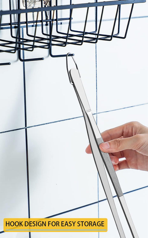 JETKONG 12-Inch Fine Tweezer Tongs Long Cooking Tweezer Stainless Steel Kitchen Tweezers...