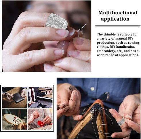 10pcs Hand-Working Sewing Thimble, Metal Finger Shield Ring, Leather Coin Finger Protectors, Sewing Thimble Rings Cap Metal Shield for Knitting Qu...