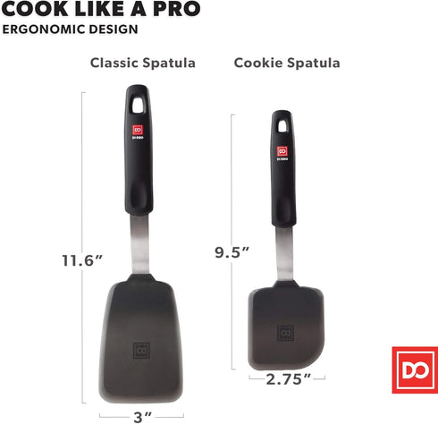 DI ORO Spatulas for Kitchen Use - Forever Warranty - 600°F Heat Resistance Silicone - Turner Spatula Set for Cooking - BPA Free Wide Pancake Spatu...