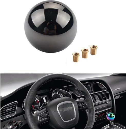 DEWHEL JDM Gun-Black Nickel Round Shift Knob for Both Manual or Automatic Fit Acura Honda Mazda Nissan Toyota 5-Speed 6-Speed¡...