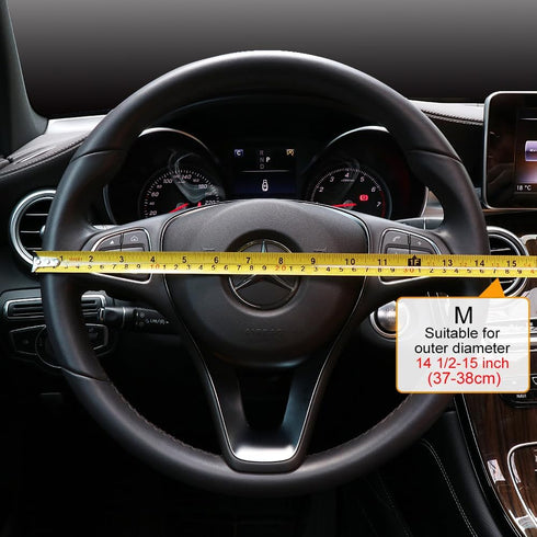 COFIT Breathable Car Steering Wheel Cover 15 inch Auto Universal Leather Wrap Non-Slip Steeringwheel Protector Automotive Interior Accessories, Be...
