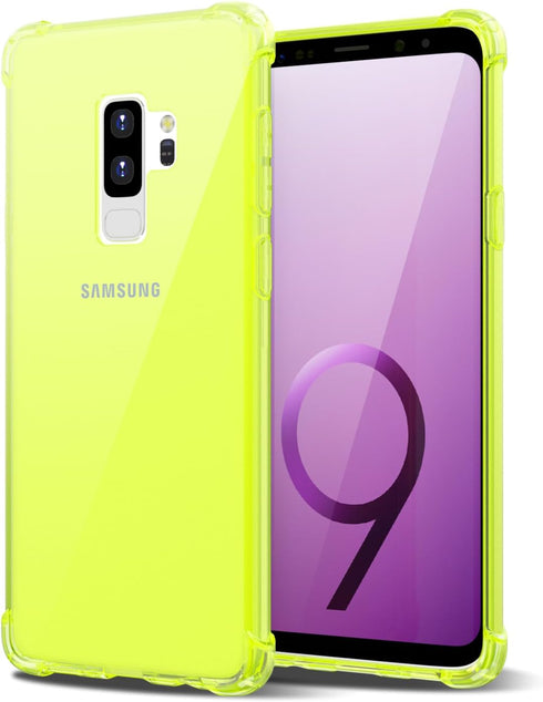 for Samsung Galaxy S9 Plus Case Clear, Neon Bright Vibrant Color, Transparent Jelly Protective Silicone Phone Case for Women Girly Cute, Thin Slim...