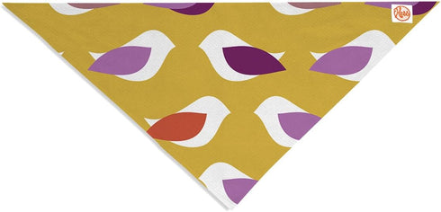 Pellerina Design "Golden Orchid Birds" Yellow Purple Pet Bandana and Scarf, 28 by 20 by 20-Inch...