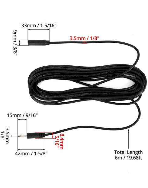 QWORK 3.5mm Audio Extension Cable - 20ft (6m) TRS Female to Male for Headphones, Microphones - Professional Grade - Clear Audio Signal...