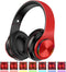 Bluetooth Headphones Over Ear Headphones with Deep Bass LED Foldable Stereo Headphones, Wired and Wireless Headset for Smart Phone/TV/PC(Red/Black...