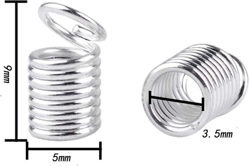 BronaGrand 150pcs Antiqued Brass Silver Crimp Fasteners Leather Cord Ends Caps Necklace Clasp Jewelry Parts 9x5mm...