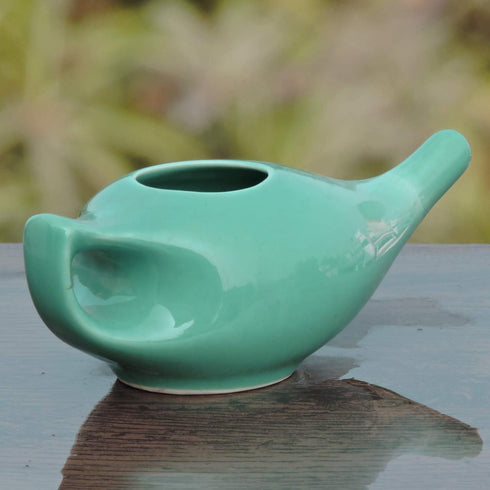 HealthGoodsIn Ceramic Neti Pot for Sinus, Premium Grade, Dishwasher Safe, Holds 225 Ml. Water - Turquoise Color...