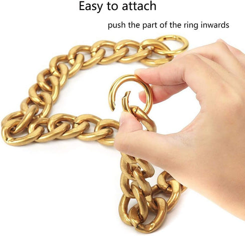 Xiazw DIY Heavy Chunky Aluminum Metal Purse Handle Bag Chains Charms Straps Replacement Handbag Accessories Decoration (Gold)...