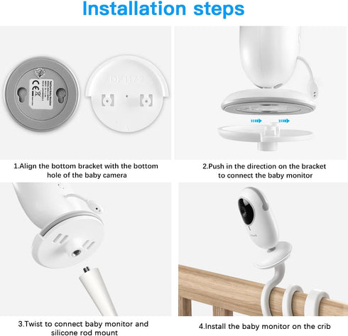 HOLACA Flexible Twist Mount for TakTark BM611/BM612 Baby Monitors Camera Stand Bracket with 1/4 Threaded Hole and Adjustable 360 Degree Mount for ...