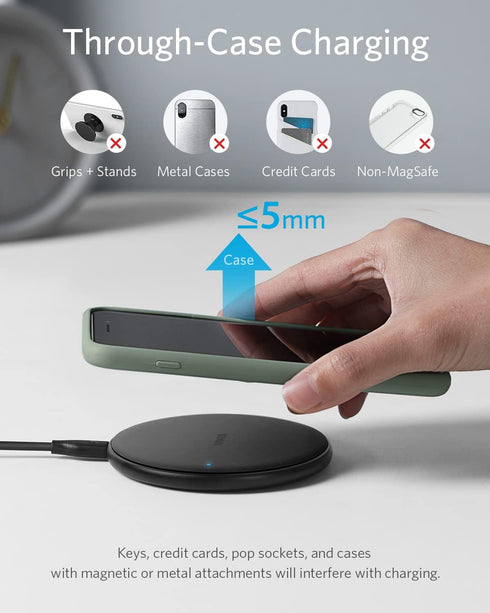 313 Anker Wireless Charger (Pad), Qi-Certified 10W Max for iPhone 14/14 Pro/14 Pro Max/13/13 Pro Max, AirPods (No AC Adapter, Not Compatible with ...