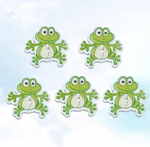 Healifty 50Pcs DIY Wooden Buttons,Sewing Buttons Frog Buttons 2 Holes Buttons Animal Buttons for Sewing DIY Craft Multicolored...