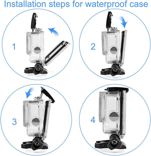 F1TP Waterproof Case Accessories for Go Pro Hero 8 Black Action Camera, 60M Waterproof Underwater Protective Shell?Accessories with Bracket, with ...