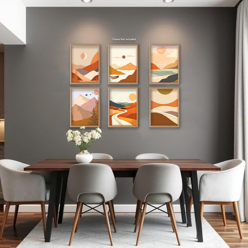 Posterizer 6 pcs-Minimalist Modern Aesthetic Mountain-Landscape & Nature Art-Abstract & Modern Art- Gift for Nature, Surfers , Beach Lovers-Decor ...