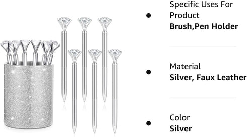 Pen Holder with 6 Pcs Bling Diamond Pens, Pencil Cups for Desk Glitter Bling Desk Organizer Makeup Brush Holder for Women Girls Classroom Offices ...