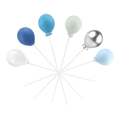 Ercadio Balloon Cupcake Toppers 6 Colors Resin Round Shape 3D Balloons Cake Picks Baby Shower Boys Birthday Party Cake Decoration Supplies 12 PCS...