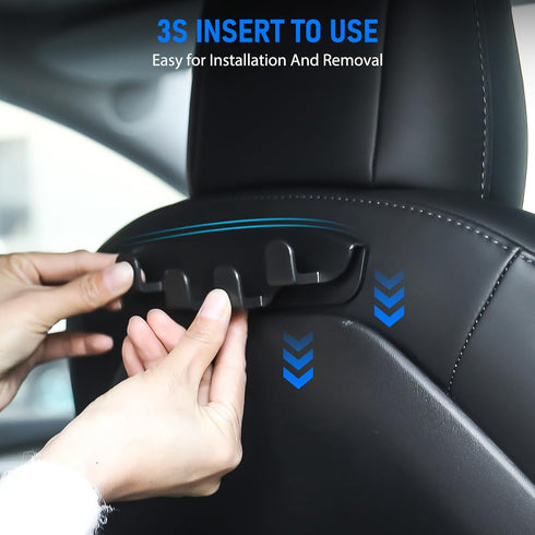 Linkstyle 2 Pcs Car Seat Hooks Compatible with Tesla Model 3 Model Y 2017-2024, Car Back Hooks Seat Headrest Hooks Car Bag Hook Universal Car Vehi...