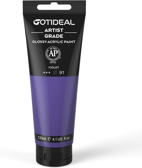 GOTIDEAL Acrylic Paint Violet Tubes(120ml, 4.1 oz) Non Toxic Non Fading,Rich Pigments for Painters, Adults & Kids, Ideal for Canvas Wood Clay Fabr...