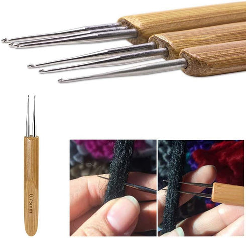 5 Pcs Dreadlocks Tool Set Includes 3 Pcs Dreadlocks Crochet 1 Hook 2 Hooks 3 Hooks Hair Weaving Needle Crochet, 2 Pcs Crochet Hair Tools Interlock...