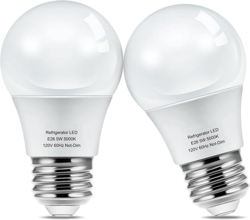 Refrigerator Light Bulb, 40W Equivalent 120V A15 Fridge Light Bulbs, 5W E26 Medium Base Daylight White 5000K for Freezer Lighting, Non-dimmable, 2...