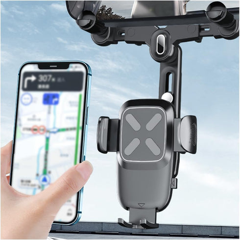 Rear View Mirror Phone Holder,?2023 New Upgraded? 360°Rotatable+Retractable Rearview Mirror Phone Holder,Universal Multifunctional Phone Mount for...