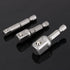 Power Drill Sockets Adapter Sets Hex Square Socket Wrench Power Extension Adapter Bit Set for Drills 3pcs 1/4" 3/8" 1/2" Bits Nut Driver Chrome Va...