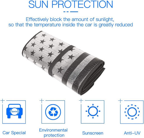 Windshield Flag Sunshade Sun Shade Heat Shield Sun Visor Mat Compatible with Jeep Wrangler Rubicon Sahara TJ JK JKU 2 Door & 4 Door...
