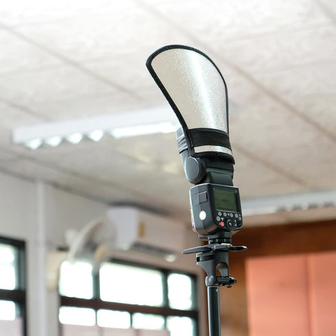 PATIKIL Flash Diffuser Reflector, 2-Sided Flexible Bend Bounce Reflector with Elastic Strap for Flashlight Photography Camera Speed Light, Silver ...