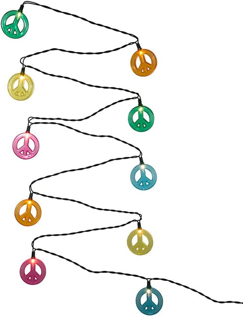 Kurt Adler 10 Multicolored Peace Sign Light Set...