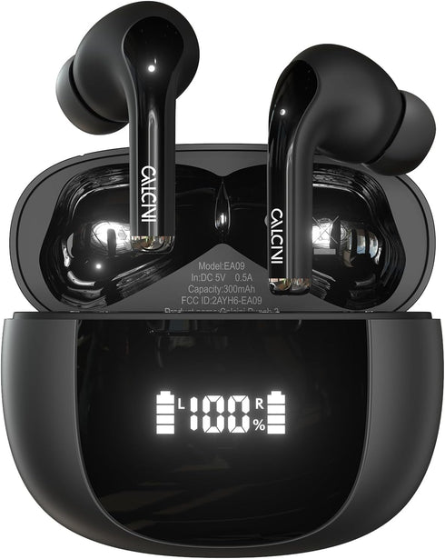 CALCINI Wireless Earbuds, Bluetooth Earbuds 5.3 with LED Power Display Charging Case (Black)...