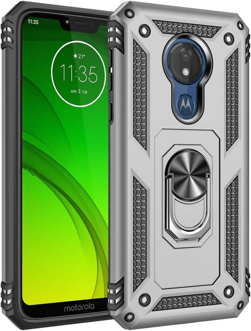 Military Grade Drop Impact for Motorola Moto G7 Power Case Moto G7 Supra Case 360 Metal Rotating Ring Kickstand Holder Magnetic Car Mount Armor Sh...