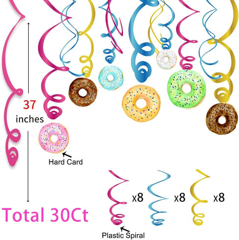 30Ct Donuts Party Supplies Hanging Swirl Decorations for Girls,Boys,Kids, Home,Classroom,Baby Shower,Birthday...