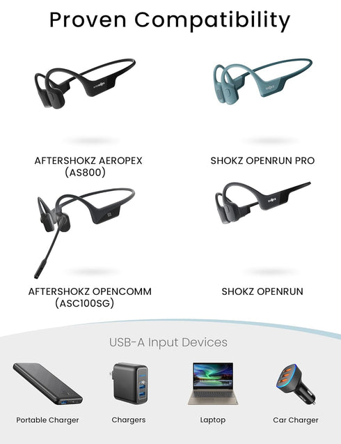 Charging Cable for AfterShokz Aeropex AS800 & OpenComm ASC100SG, Shokz OpenRun & OpenRun Pro S810 Magnetic Replacement 3.3Ft USB Charger Cable Cor...