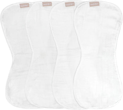 WeeSprout Unisex Organic Towel Cotton Burp Cloths, Set of 4, Four Ultra-Absorbent Layers Keep Clothes Dry, Button Transforms into Baby Bib, Machin...