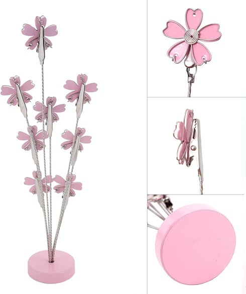8-Branch Family Tree Picture Frame Holder, Card Photo Clips Holder Desk Stand for Memo Paper Note Photo Christmas Wedding Card Display (Cherry Blo...