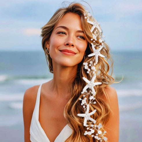 Unicra Starfish Bride Wedding Hair Vine Pearl Bridal Headband Headpiece Beach Wedding Hair Accessories for Women and Girls (A Silver)...