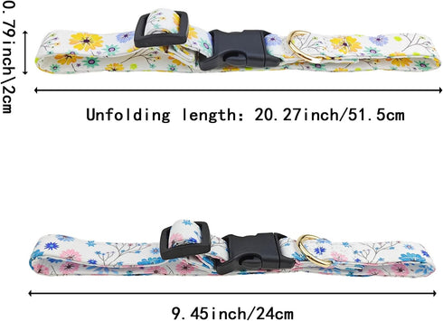 2 Pack Adjustable Personalized Dog Collars Soft Fancy Pet Collar Cute Flower Dog Collars Ideal for Male and Female Pet Dogs...