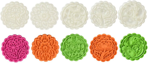 180g 5pcs Cookie Stamps Thickness Adjustable Moon Cake Mold Set, Cookie Press DIY Decoration Hand Press Cutter Cake Dessert Mold...
