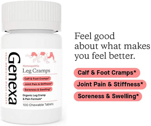 Genexa Leg Cramps Relief | Foot Cramp Defense, Joint Pain & Stiffness, Soreness & Swelling | Soothing Organic Grape Flavor | Vegan & Non-GMO | Hom...