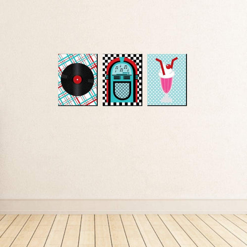 Big Dot of Happiness 50's Sock Hop - 1950s Wall Art, Room Decor and Rock N Roll Themed Room Home Decorations - Gift Ideas - 7.5 x 10 inches - Set ...
